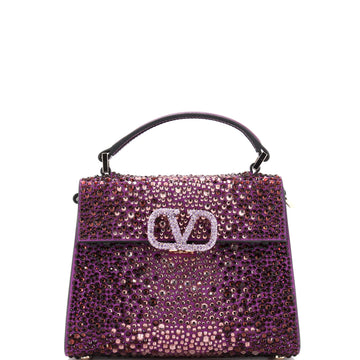 Valentino Garavani VSling Top Handle Bag Crystal Embellished Leather Mini