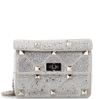 Valentino Garavani Roman Stud Flap Bag Embellished Suede Medium