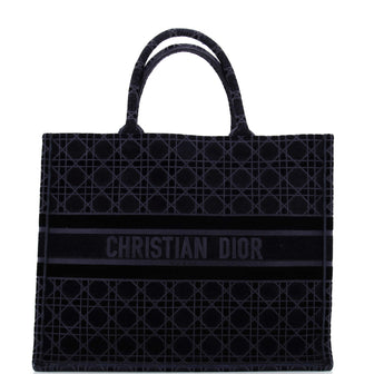 Christian Dior Book Tote Cannage Embroidered Velvet Large