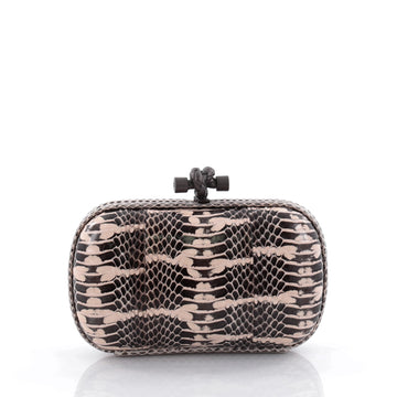 Bottega Veneta Box Knot Clutch Snakeskin Small Brown 2409703