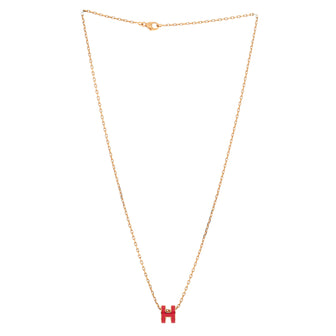 Hermes Pop H Pendant Chain Necklace Metal and Enamel Mini Gold 2409963