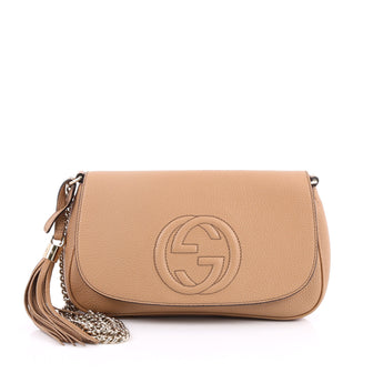 Gucci Soho Chain Crossbody Bag Leather Medium Neutral 2410301