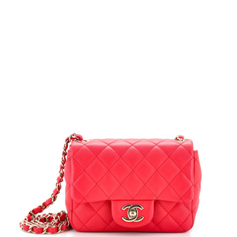 Chanel Square Classic Single Flap Bag Quilted Lambskin Mini