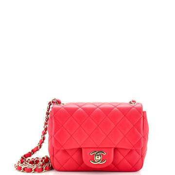 Chanel Square Classic Single Flap Bag Quilted Lambskin Mini
