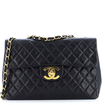 Chanel Vintage Classic Single Flap Bag Quilted Lambskin Maxi
