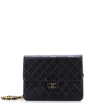 Chanel Vintage Clutch with Chain Quilted Leather Small Black 2410553
