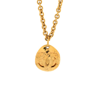 Chanel Vintage CC Quilted Teardrop Pendant Necklace Metal