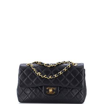 Chanel Vintage Classic Double Flap Bag Quilted Lambskin Small