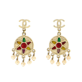 Chanel CC Dream Catcher Drop Earrings Metal and Gripoix Beads