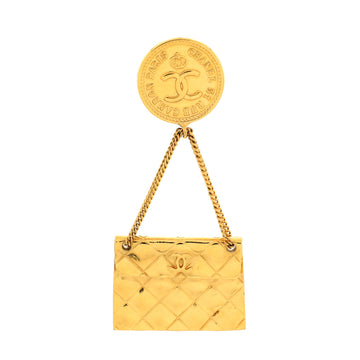 Chanel Vintage Medallion Flap Bag Brooch Metal