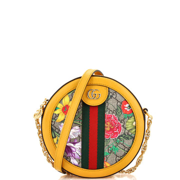 Gucci Ophidia Round Shoulder Bag Flora GG Coated Canvas Mini