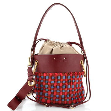 Chloe Roy Bucket Bag Leather and Woven Fabric Small