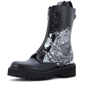 Valentino Garavani Women's Undercover Combat Boots Printed Leather