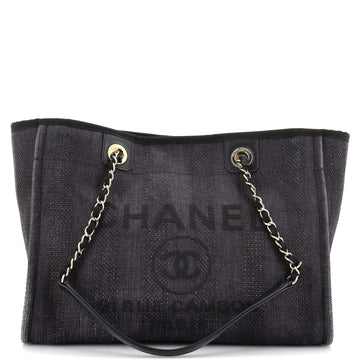 Chanel Deauville Tote Striped Mixed Fibers Small