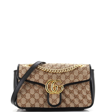 Gucci GG Marmont Flap Bag Diagonal Quilted GG Canvas Small