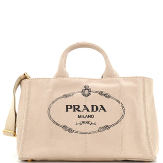 Prada Canapa Convertible Tote Canvas Medium Neutral 24107826