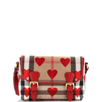 Burberry Parade Crossbody Bag House Check Heart Canvas Mini