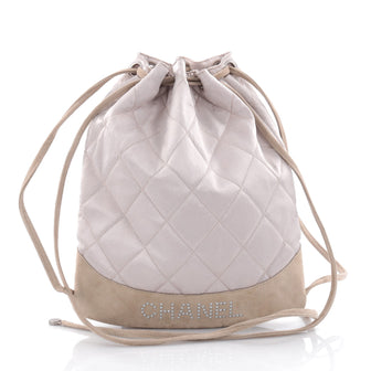 Chanel Vintage Drawstring Backpack Quilted Satin with 2411001