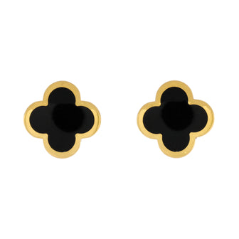 Van Cleef & Arpels Pure Alhambra Stud Earrings 18K Yellow Gold and Onyx