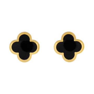 Van Cleef & Arpels Pure Alhambra Stud Earrings 18K Yellow Gold and Onyx