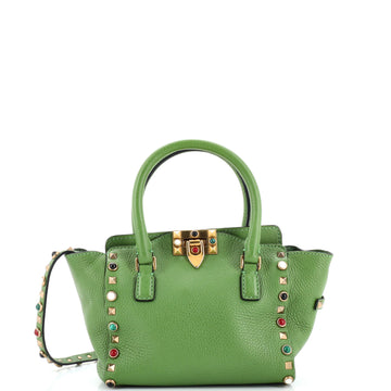 Valentino Garavani Rolling Rockstud Tote Leather with Cabochons Mini