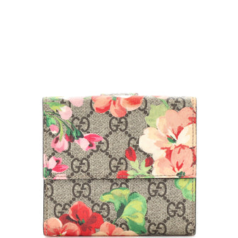 Gucci French Flap Wallet Blooms Print GG Coated Canvas