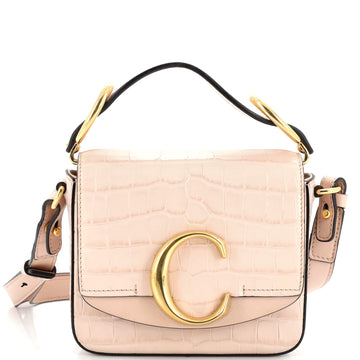 Chloe C Flap Bag Crocodile Embossed Leather Mini