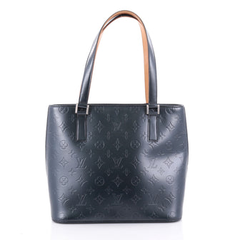 Louis Vuitton Mat Stockton Handbag Monogram Vernis Blue 2411101
