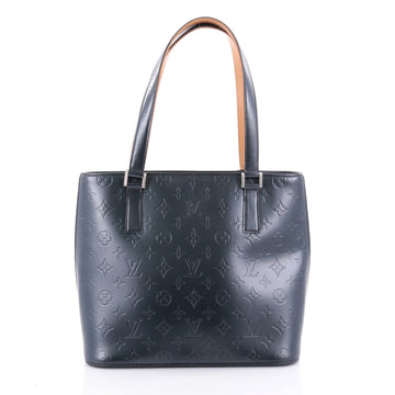 Louis Vuitton Mat Stockton Handbag Monogram Vernis Blue 2411101