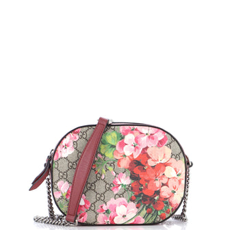 Gucci Chain Crossbody Bag Blooms Print GG Coated Canvas Mini