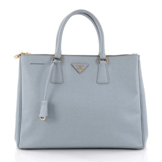 Prada Double Zip Lux Tote Saffiano Leather Large Blue 2411301