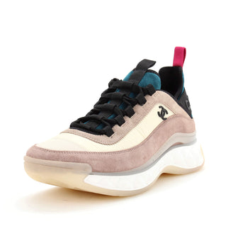 Chanel Women's CC Cap Toe Logo Sneakers Suede and Mixed Fibers