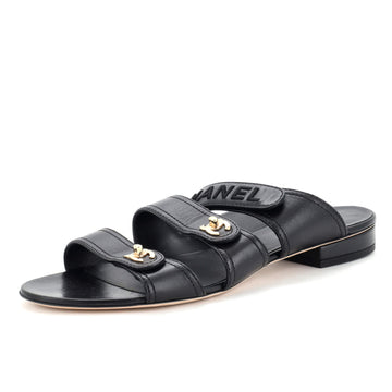 Chanel Women's Turnlock CC Logo Sandals Leather