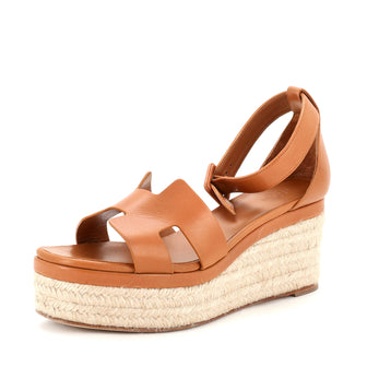 Hermes Women's Elda Wedge Espadrilles Leather