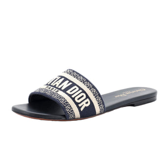 Christian Dior Women's Dway Flat Sandals Embroidered Canvas