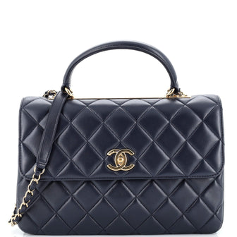 Chanel Trendy CC Top Handle Bag Quilted Lambskin Medium Blue 2351882