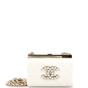 Chanel Pearl CC Frame Clutch with Chain Quilted Lambskin