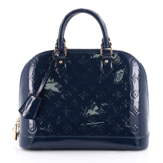 Louis Vuitton Alma Handbag Monogram Vernis PM Blue 2412303