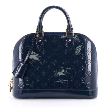 Louis Vuitton Alma Handbag Monogram Vernis PM Blue 2412303