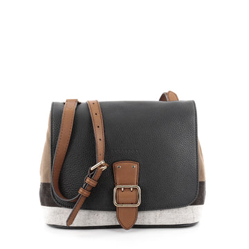 Burberry Gowan Crossbody Bag House Check Canvas with Leather Small Black 2412601