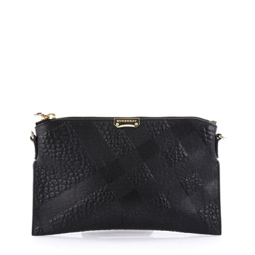 Burberry Peyton Crossbody Bag Embossed Check Leather Black 2412602