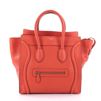 Celine Luggage Handbag Grainy Leather Mini Orange 2412801