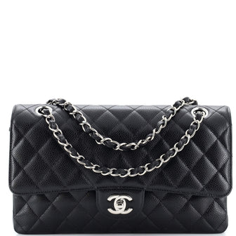 Chanel Classic Double Flap Bag Quilted Caviar Medium Black 2412951