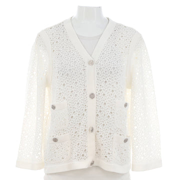 Chanel Women's Crochet Four Pocket V-Neck Cardigan Cotton and Nylon