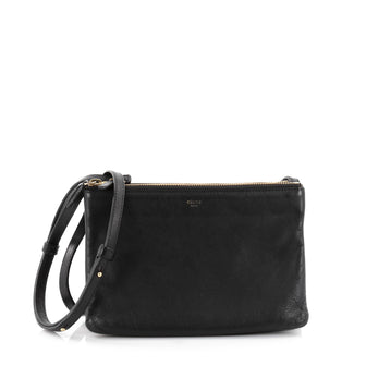 Celine Trio Crossbody Bag Leather Small Black 2413301