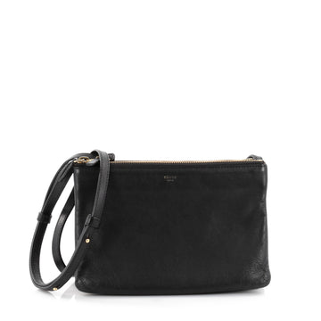 Celine Trio Crossbody Bag Leather Small Black 2413301