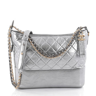 Chanel Gabrielle Hobo Quilted Aged Calfskin Medium Gray
