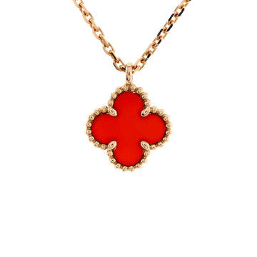 Van Cleef & Arpels Sweet Alhambra Pendant Necklace 18K Rose Gold and Carnelian