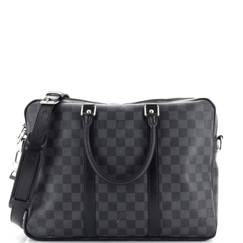 Louis Vuitton Porte-Documents Voyage Bag PM Black Leather for sale online