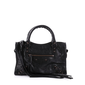Balenciaga City Classic Studs Handbag Leather Mini Black 2413902